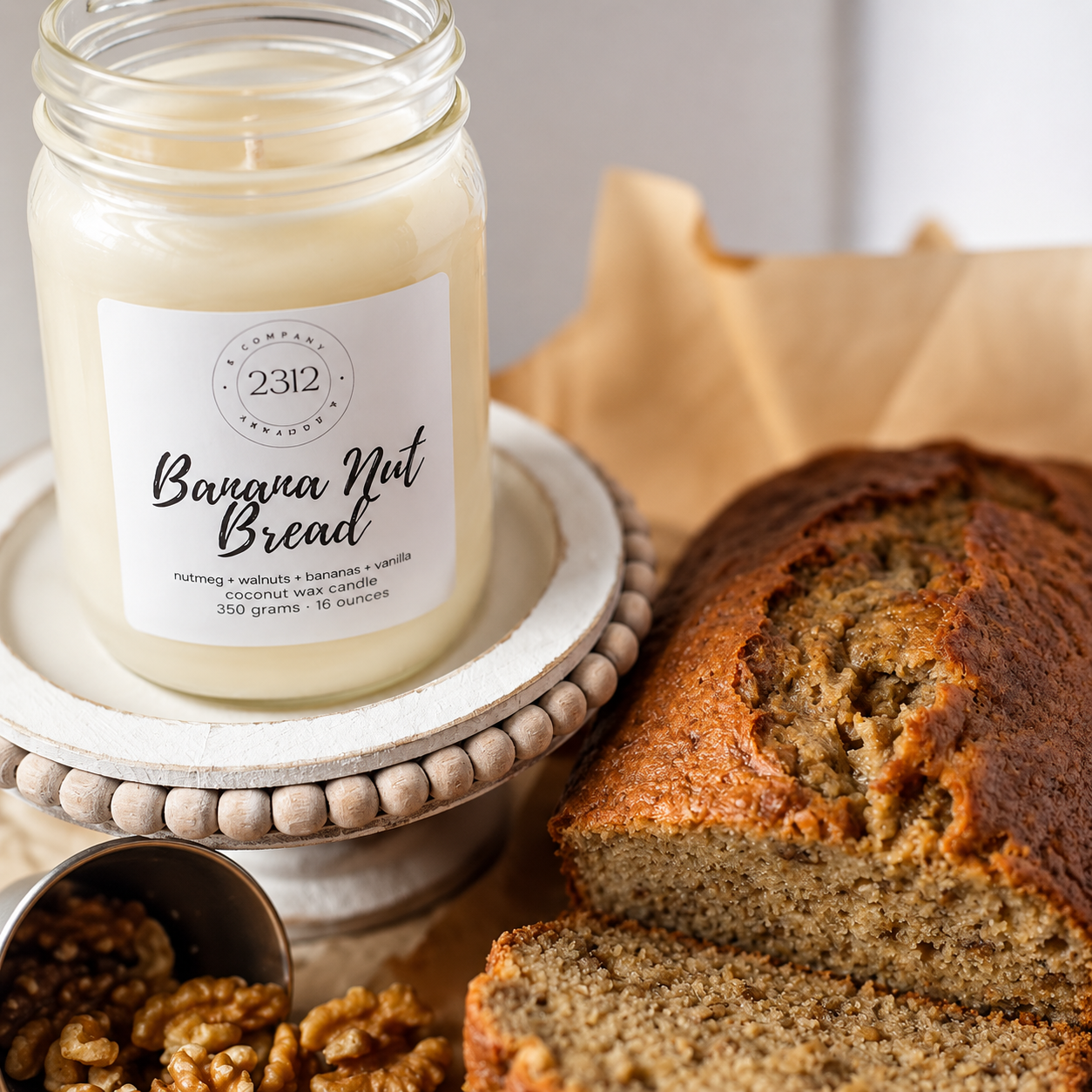 Banana Nut Bread | Banana, Vanilla & Toasted Walnut Coconut Wax Candle 16 oz