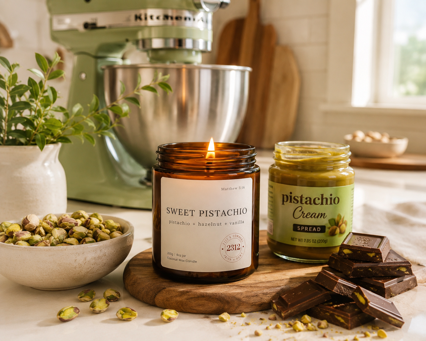 SWEET PISTACHIO | Marshmallow, Sweet Cream, & Pistachio Coconut Wax Candle
